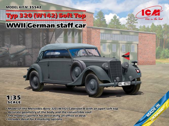 ICM 1/35 35542 TYP 320  W142  SOFT TOP WWII GERMAN STAFF CAR