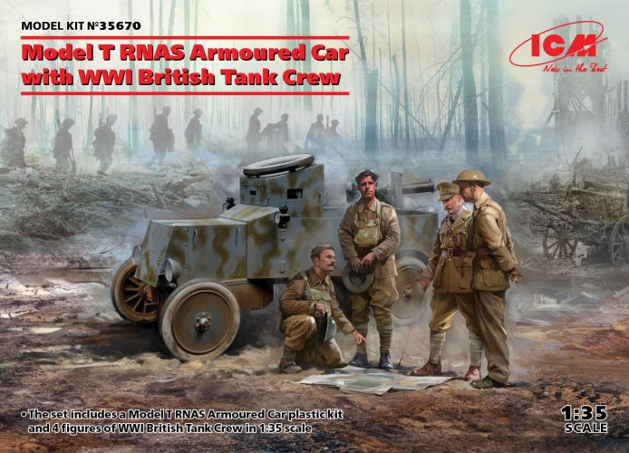 ICM 1/35 35670 MODEL T RNAS ARMOURED CAR WITH WWI BRITISH TANK CREW