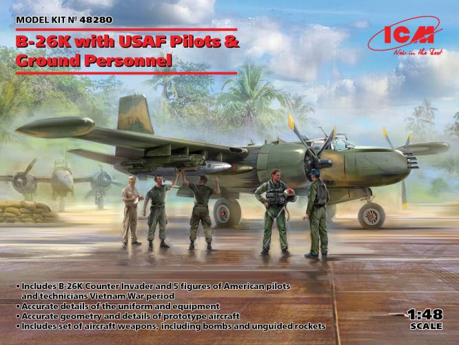 ICM 1/48 48280 B-26K WITH USAF PILOTS   GROUND PERSONNEL