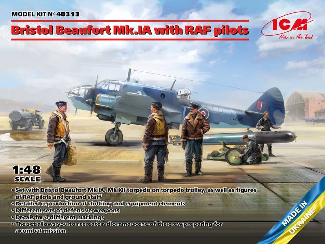 ICM 1/48 48313 BRISTOL BEAUFORT MK.IA WITH RAF PILOTS