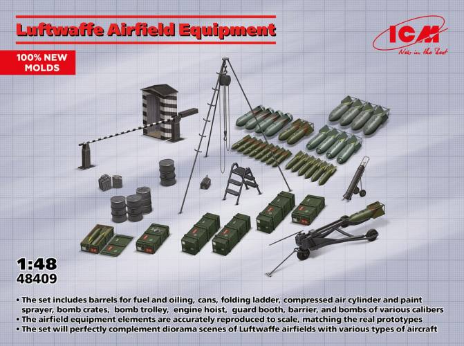 ICM 1/48 48409 LUFTWAFFE AIRFIELD EQUIPMENT