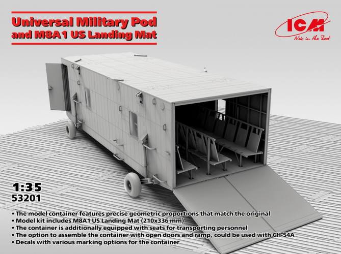 ICM 1/35 53201 UNIVERSAL MILITARY POD AND M8A1 US LANDING MAT