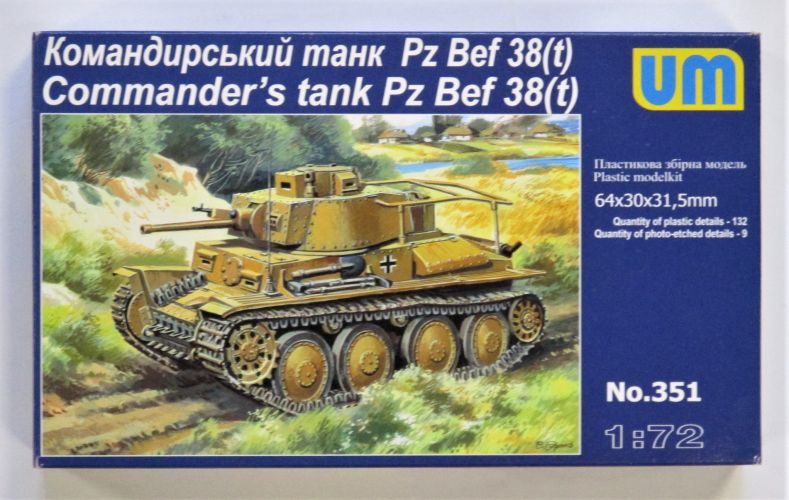 UNIMODEL 1/72 351 COMMANDERS TANK PZ BEF 38 T