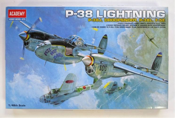 ACADEMY 1/48 2215 P-38 LIGHTNING P-38J DROOPSNOOT P-38L F-5E