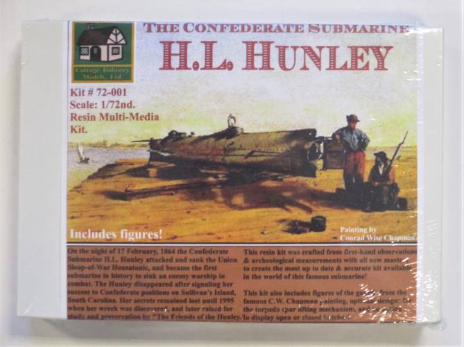 COTTAGE INDUSTRY 1/72 72-001 THE CONFEDERATE SUBMARINE H.L. HUNLEY W/FIGURES