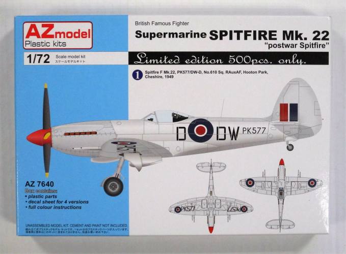 AZ MODEL 1/72 7640 SUPERMARINE SPITFIRE MK.22