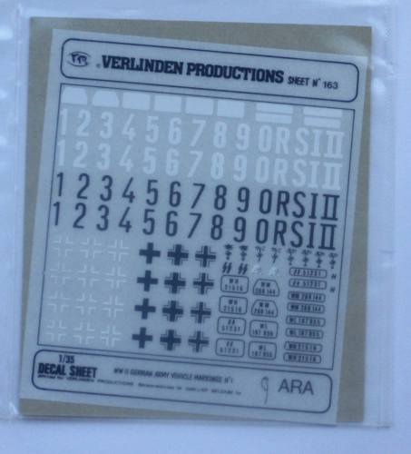 VERLINDEN PRODUCTIONS 1/35 3013. 163 WWII GERMAN ARMY VEHICL MARKINGS NO 1