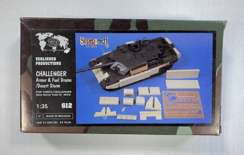 VERLINDEN PRODUCTIONS 1/35 612 CHALLENGER ARMOR AND FUEL DRUMS /DESERT STORM FOR TAMIYA CHALLENGER 3634
