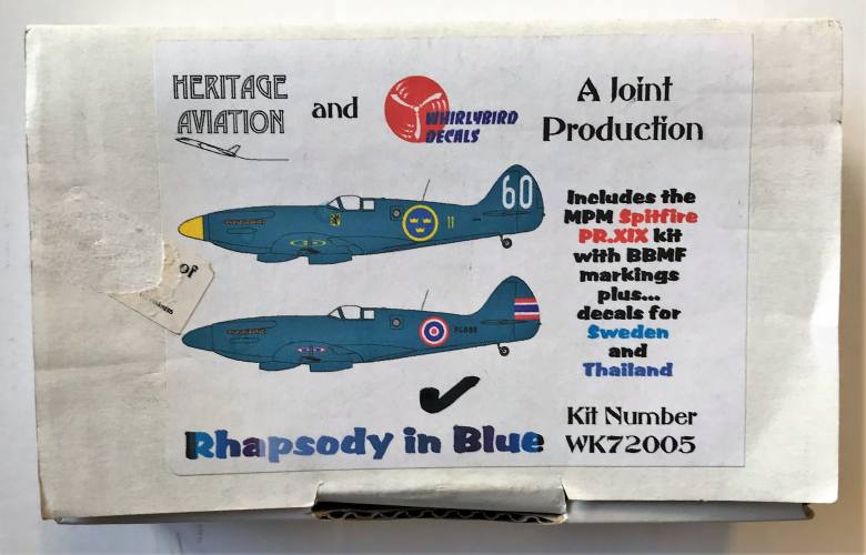 HERITAGE AVIATION MODELS 1/72 72005 SPITFIRE PR.XIX RHAPSODY IN BLUE
