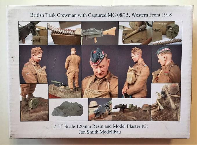 JON SMITH MEDELBAU 1/15 JS10TFB BRITISH TANK CREWMAN WITH CAPTURED MG 08/15