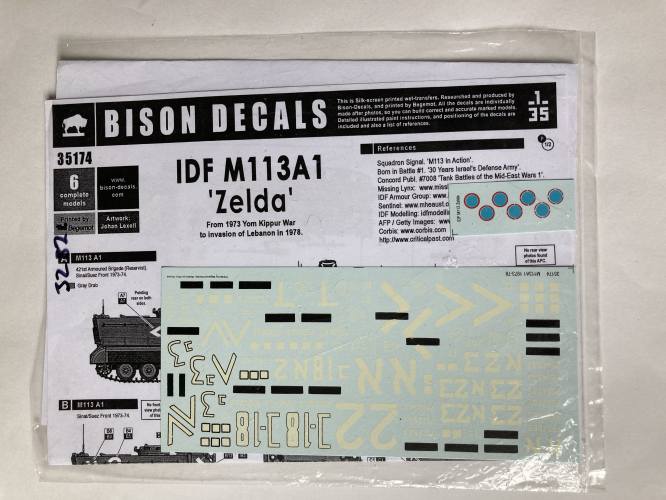 BISON DECALS 1/35 3282. 35174 IDF M113A1 ZELDA 1973 TO 1978