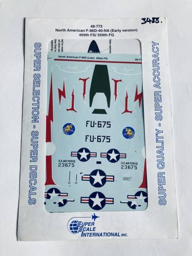 SUPER SCALE INTERNATIONAL 1/48 3488. 48-772 NORTH AMERICAN F-86D-40-NA EARLY VERSION