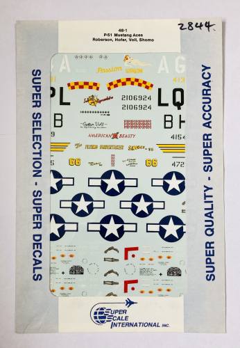 SUPER SCALE INTERNATIONAL 1/48 2844. 48-1 P-51 MUSTANG ACES ROBERSON HOFER VOLL SHOMO