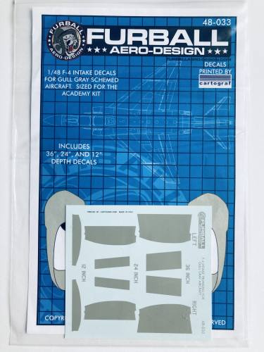 DISCOUNT DECALS 1/48 3377. FURBALL 48-033 F-4 INTAKE TRUNKING FOR GULL GRAY AIRCRAFT