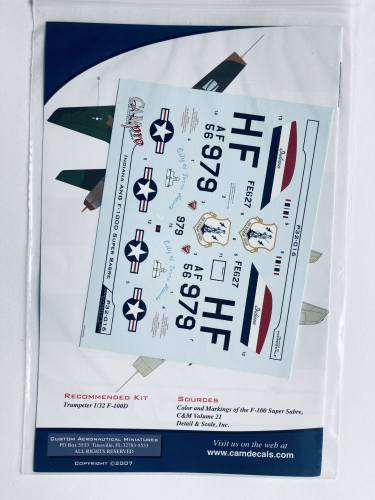 CAMDECALS 1/32 3403. 32-016 F-100D SUPER SABRE INDIANA ANG