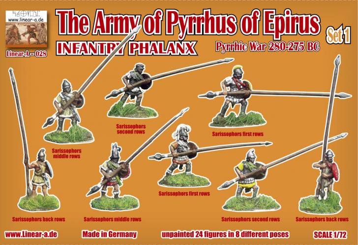 LINEAR-A 1/72 LA028 THE ARMY OF PYRRHUS OF EPIRUS INFANTRY PHALANX Set 1