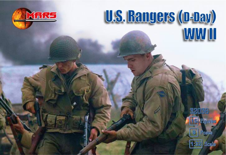 Mars 32036 WWII American Rangers 15 54mm toy soldiers "Saving Private Ryan" 