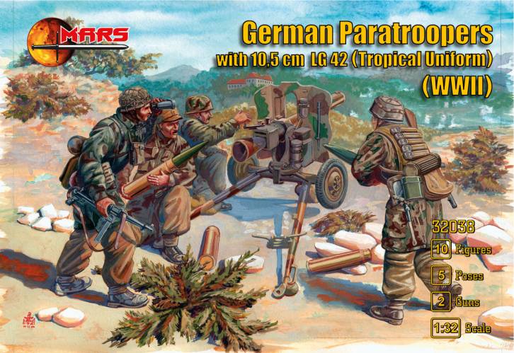 MARS 1/32 32038 GERMAN PARATROOPERS WITH 10.5CM LG 42/43 GUN
