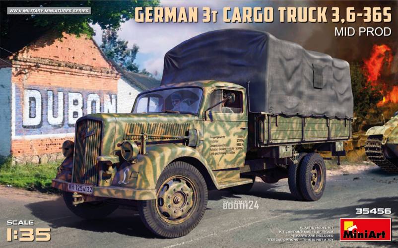 MINIART 1/35 35456 GERMAN 3TON CARGO TRUCK 3.6-36S MID PROD