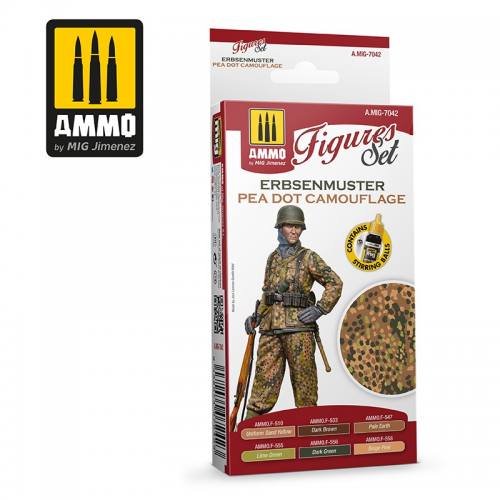 AMMO BY MIG JIMENEZ  7042 ERBSENMUSTER PEA DOT CAMOULAGE FIGURES PAINT SET