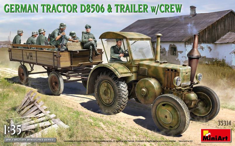MINIART 1/35 35314 GERMAN TRACTOR D8506 AND TRAILER W/CREW