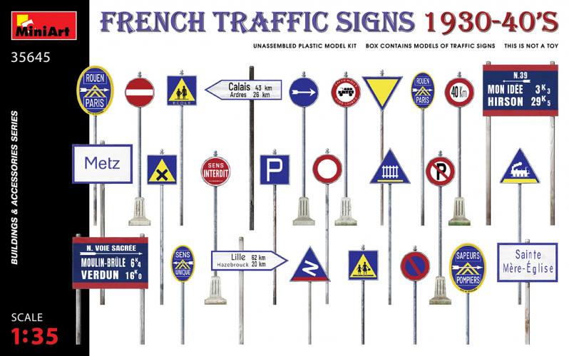 MINIART 1/35 35645 FRENCH TRAFFIC SIGNS 1930-40S