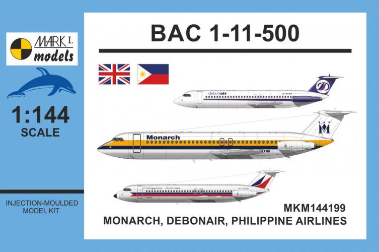 MARK I MODELS 1/144 144199 BAC 1-11-500 MONARCH/ DEBONAIR/ PHILIPPINE AIRLINES