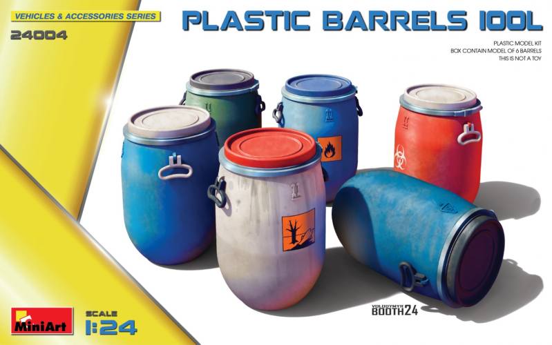 MINIART 1/24 24004 PLASTIC BARRELS 100L