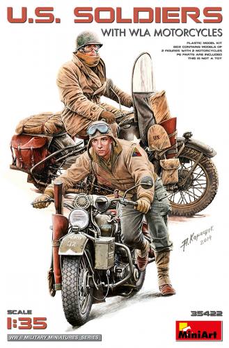 MINIART 1/35 35422 U.S. SOLDIERS WITH WLA MOTORCYCLES