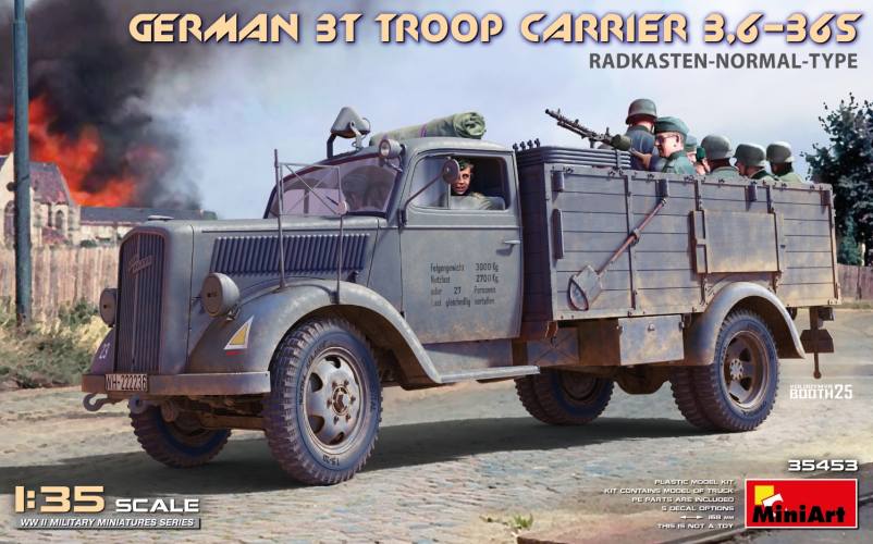 MINIART 1/35 35453 GERMAN 3T TROOP CARRIER 3.6-36S RADKASTEN NORMAL TYPE