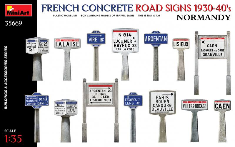 MINIART 1/35 35669 FRENCH CONCRETE ROAD SIGNS 1930-40S