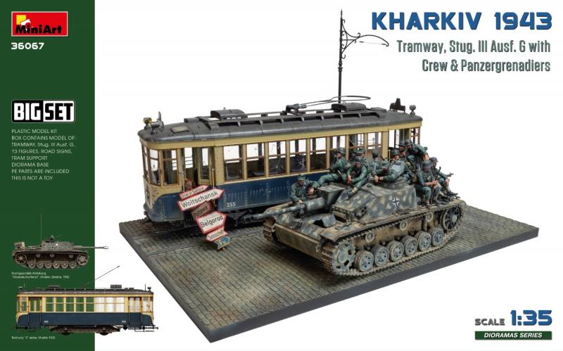 MINIART 1/35 36067 KHARKIV 1943 - TRAMWAY AND STUG.III AUSF.G WITH CREW AND PANZERGRENADIERS