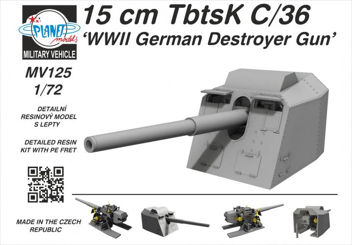 PLANET MODELS 1/72 MV125 15CM TBTSK C/36 WWII GERMAN DESTROYER GUN