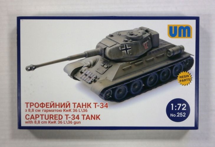 UNIMODEL 1/72 252 CAPTURED T-34 TANK WITH 8.8cm KwK 36 L/36 GUN