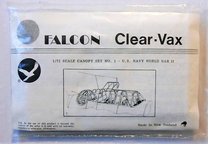 FALCON 1/72 1 CLEAR-VAX CANOPIES U.S. NAVY WWII