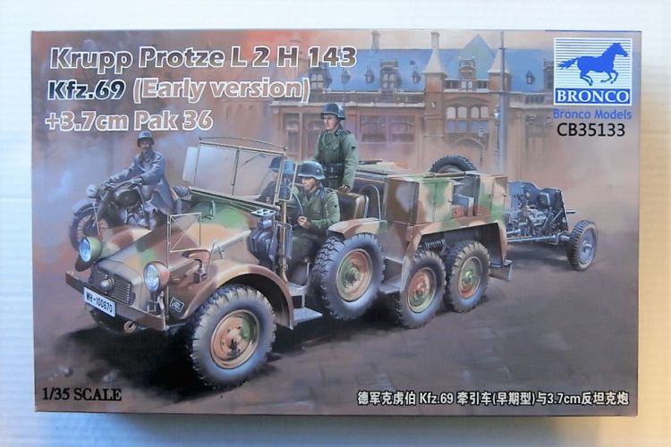 BRONCO 1/35 35133 KRUPP PROTZE L 2 H 143 Kfz.69 w/ 3.7CM PAK 36  EARLY VERSION 