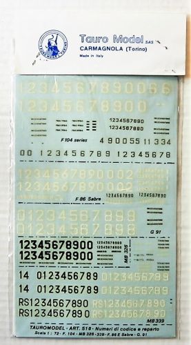 TAURO 1/72 2248. 518 F-104/ MB 326-339/ F.86 SABRE/ G.91 SERIAL AND CONSTRUCTION NUMBERS