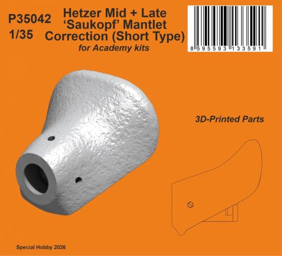 CMK 1/35 P35042 HETZER MID   LATE SAUKOPF MANTLET CORRECTION SHORT TYPE