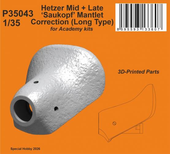 CMK 1/35 P35043 HETZER MID   LATE SAUKOPF MANTLET CORRECTION LONG TYPE