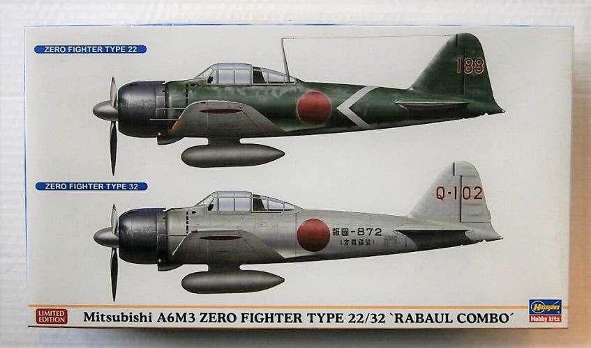 HASEGAWA 1/72 02077 MITSUBISHI A6M3 ZERO FIGHTER TYPE 22/32 RABAUL COMBO