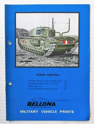 BELLONA VEHICLE PRINTS  SERIES 19 CHURCHILL MK.I VIJAYANTA HEAVY TANK M6   A.M.D. PANHARD ET LEVASSOR TYPE 178