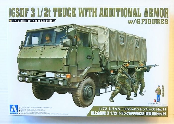 AOSHIMA 1/72 01208 JGSDF 3 1/2T TRUCK WITH ADDITIONAL ARMOUR W/ 6 FIGURES