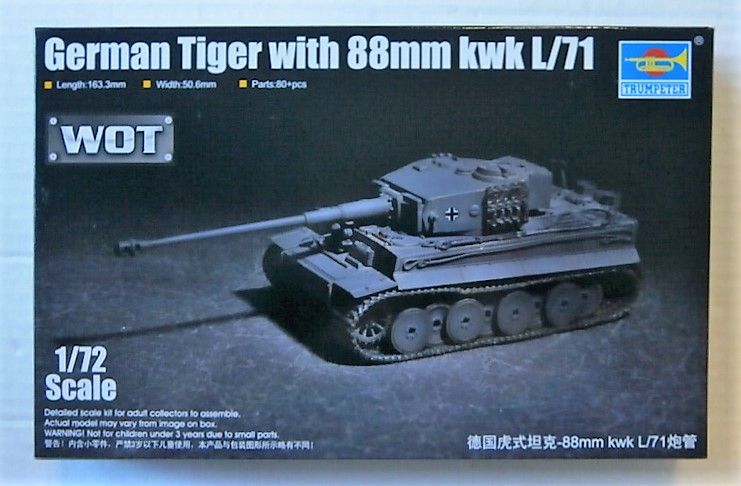 TRUMPETER 1/72 07164 GERMAN TIGER WITH 88mm kwk L/71