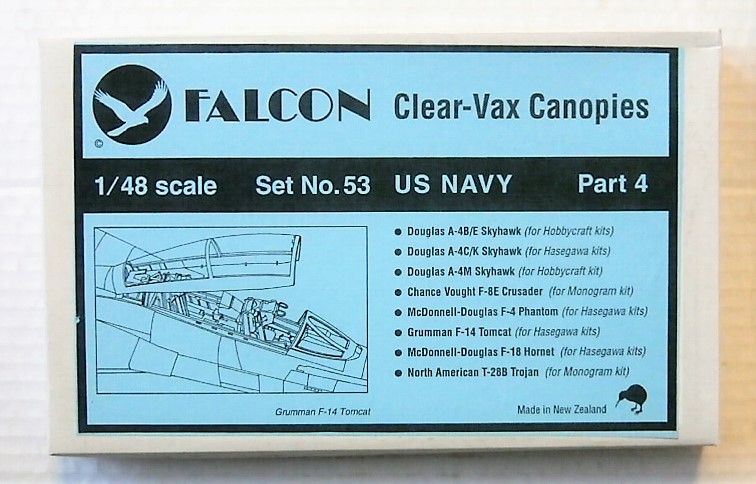 FALCON 1/48 CLEAR-VAX CANOPIES SET NO 53 U.S. NAVY PART 4