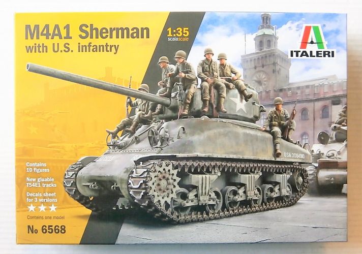 ITALERI 1/35 6568 M4A1 SHERMAN WITH U.S. INFANTRY