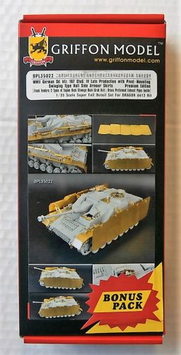 GRIFFON MODEL 1/35 BPL35022 WWII GERMAN SD.KFZ.167 STUG IV LATE PROD W/PIVOT MOUNTED HULL SIDE ARMOUR SKIRTS