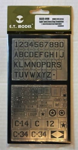 E.T. MODEL 1/35 EA35-098 WWII US ARMY LIGHT TANK STENCILLING TEMPLATES