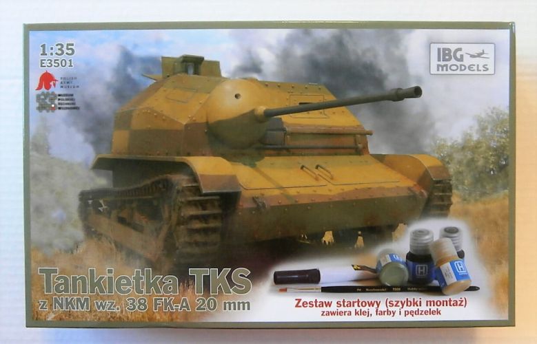 IBG MODELS 1/35 E3501 TANKIETKA TKS Z NKM WZ.38 FK-A 20mm INCLUDES PAINTS BRUSH   GLUE