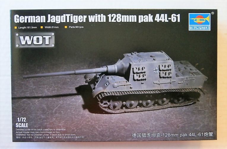 TRUMPETER 1/72 07165 GERMAN JAGDTIGER WITH 128mm PAK 44L-61