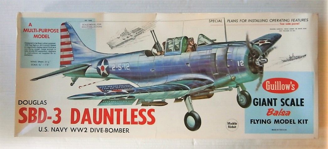 GUILLOWS 31 3/4 INCH WING SPAN 1003 DOUGLAS SBD-3 DAUNTLESS  UK SALE ONLY 